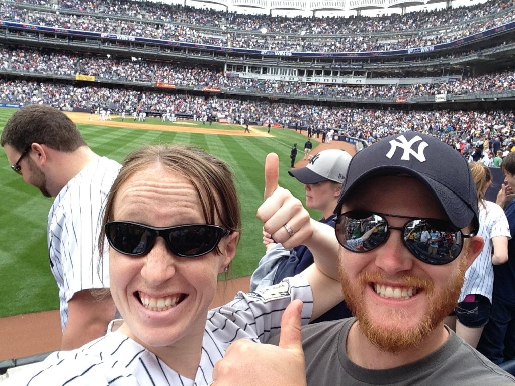 On our honeymoon in New York City. Go Yankees!